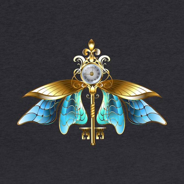 Steampunk Key with Blue Wings by Blackmoon9